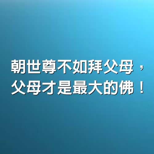 朝世尊不如拜父母，父母才是最大的佛！