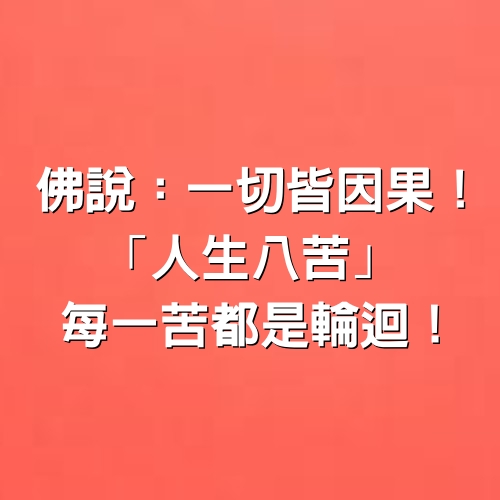 佛說：一切皆因果！「人生八苦」，每一苦都是輪迴！