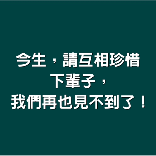 今生，請互相珍惜；下輩子，我們再也見不到了！（句句戳心）