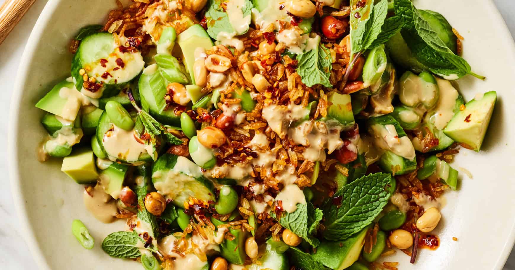 Crispy Rice Salad with Sesame Ginger Dressing