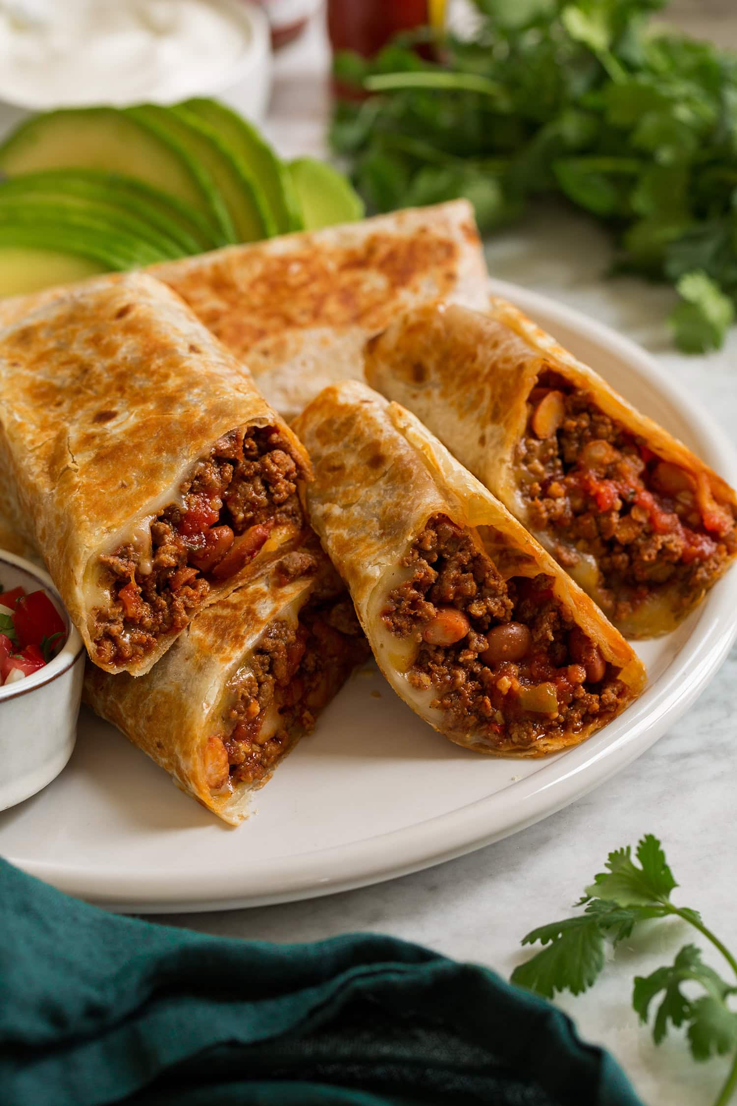 Easy Ground Beef Burritos with Beans, Salsa, and Cheese