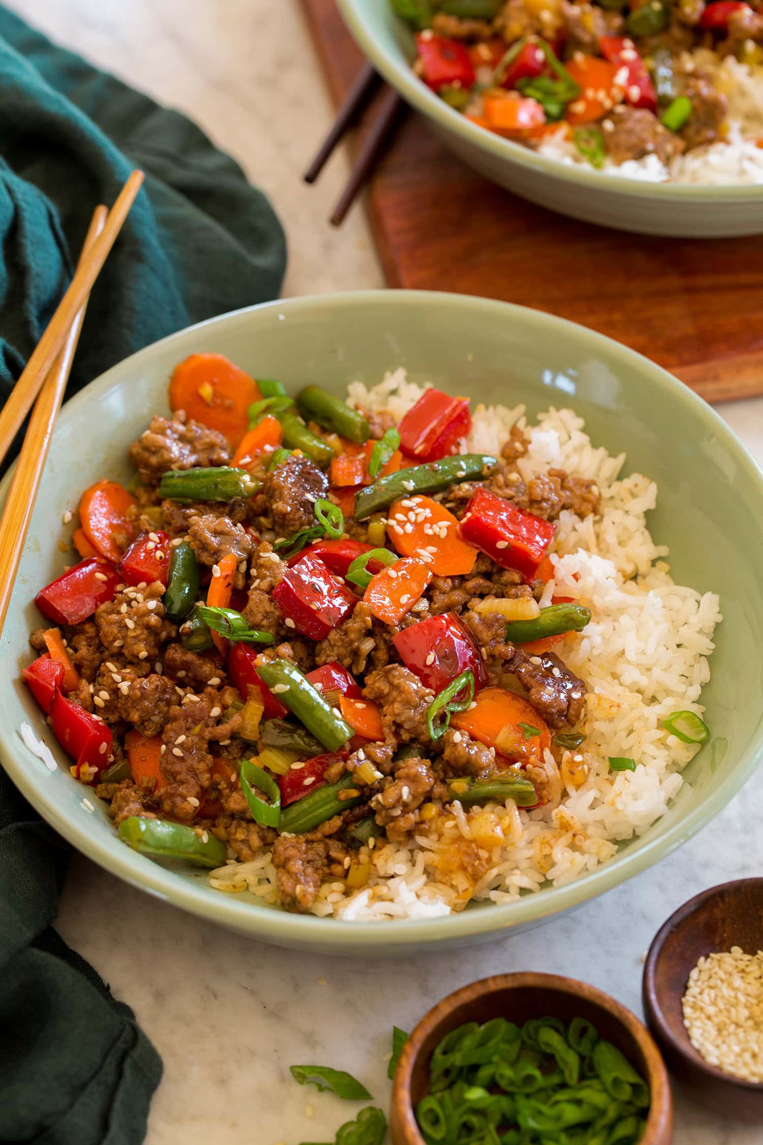 Ground Beef Stir Fry with Vegetables and Savory Sauce