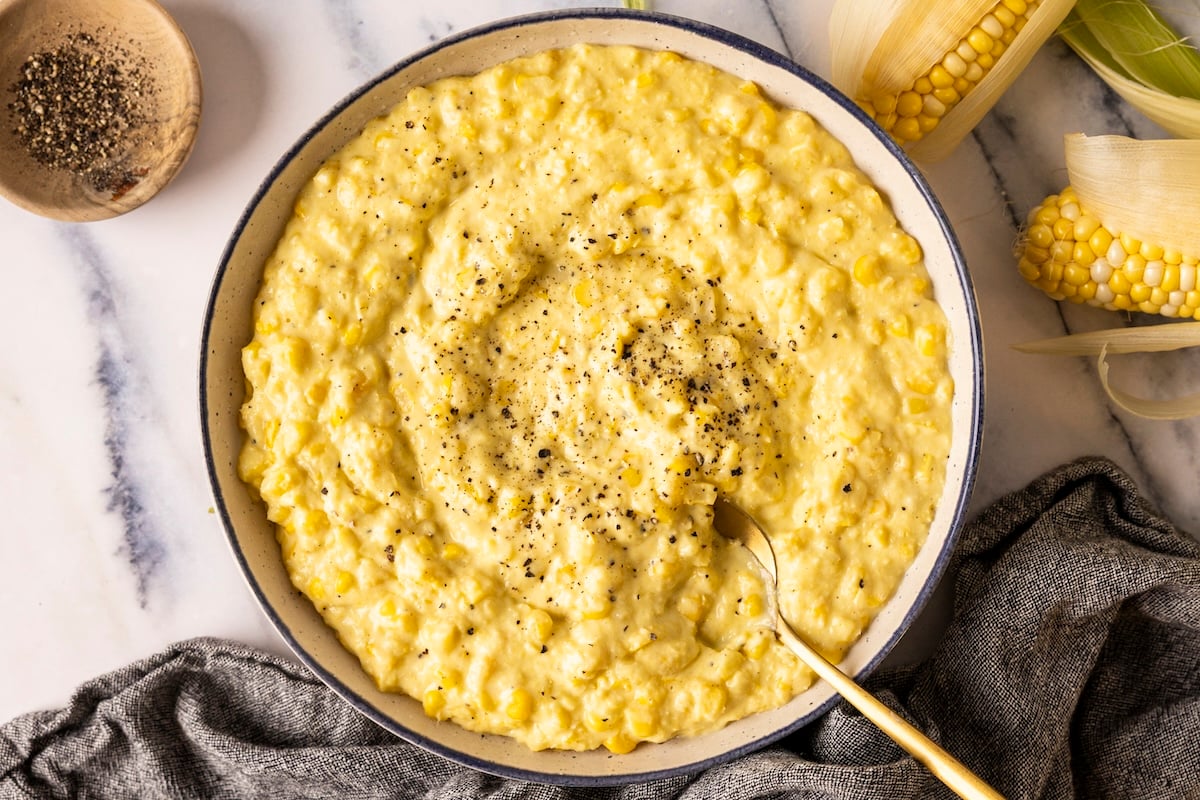 Homemade Creamed Corn with Fresh Kernels and Heavy Cream