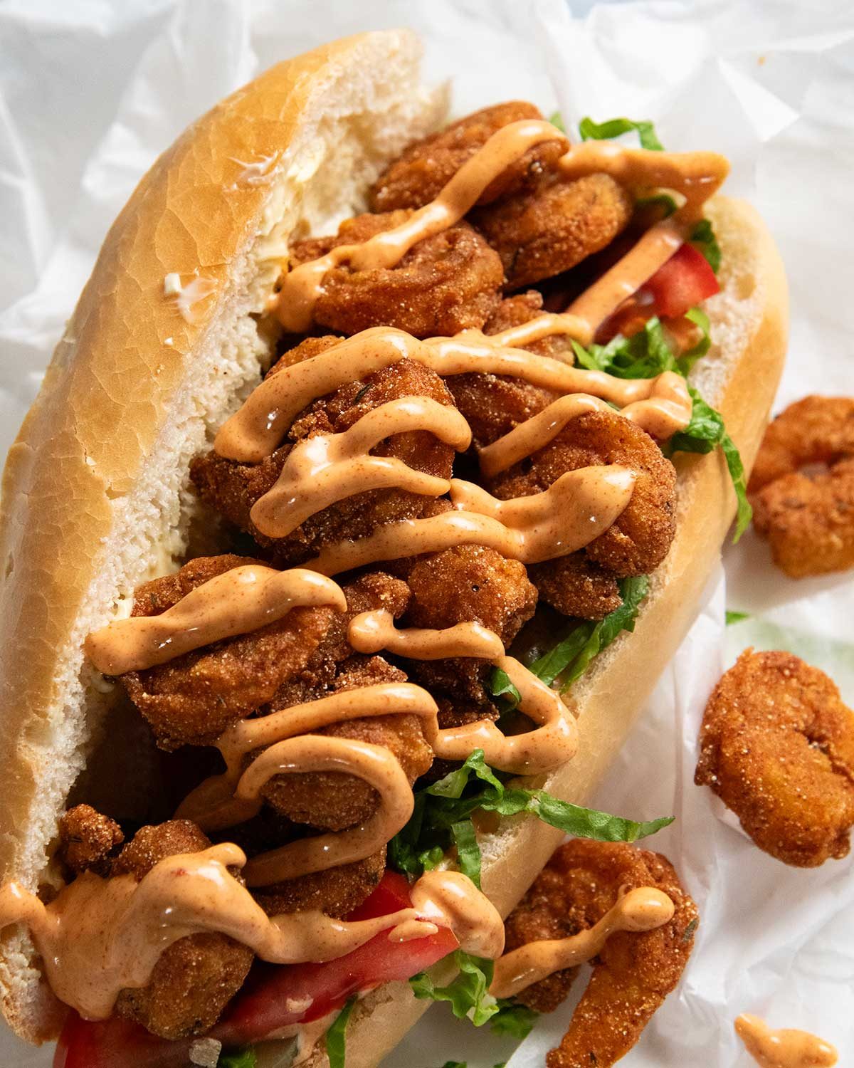 Shrimp Po' Boys with Cajun Fried Shrimp and Remoulade Sauce